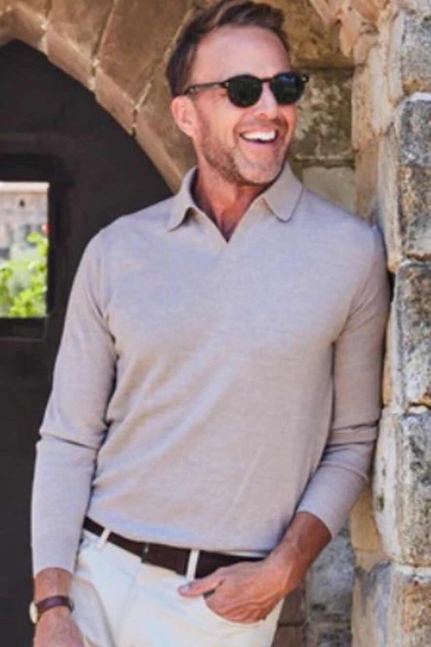 Collars & Co. Bellagio Buttonless Long Sleeve Merino Wool Polo